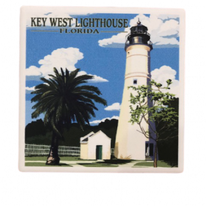 Lighthouse with palm tree in front