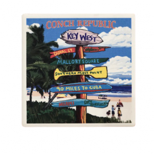 Directional sign pointing to different famous things in Key West like Mallory Square etc